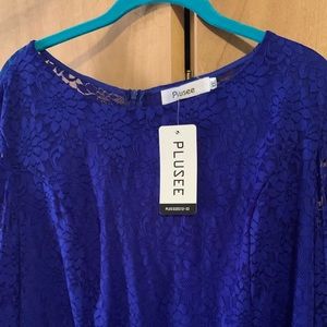 Royal blue lace gown with bell sleeves, never worn!